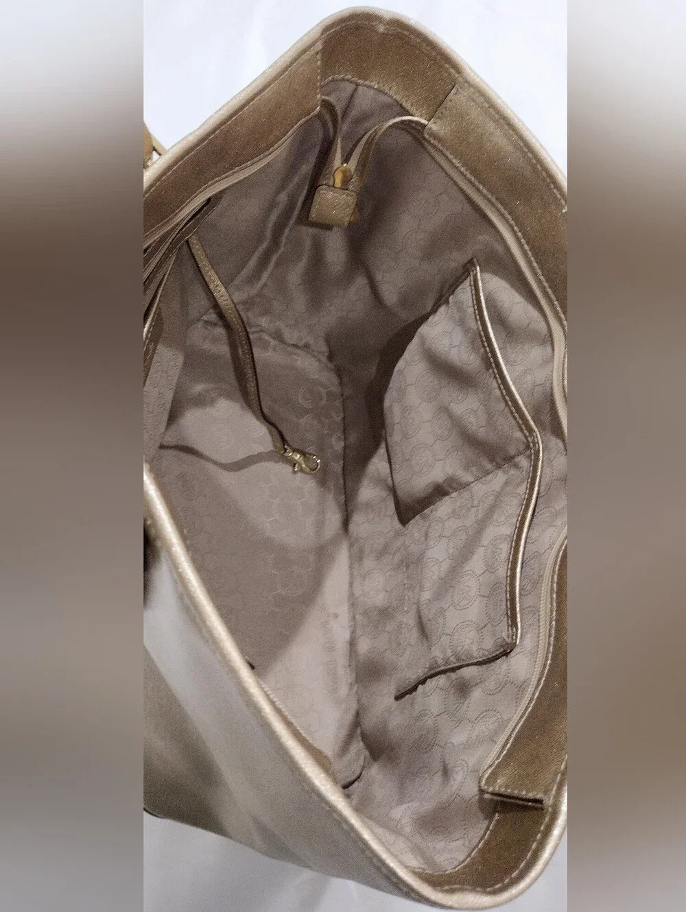 Michael Kors Metallic Gold Tote with Logo Charm